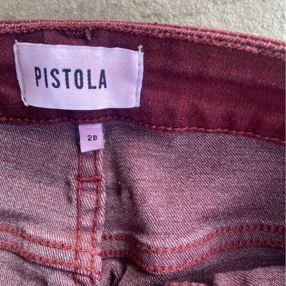 Pistola Coated Denim Maroon Skinny Ankle Jean Size 28 Stretch Casual Spring - Picture 9 of 11
